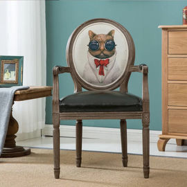 Cadeiras europeias da madeira maciça do estilo, cadeiras de couro do braço da sala de visitas de Seat