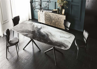 Projeto dado forma da mesa de jantar da parte superior do mármore da mobília da sala de jantar quadrado feito-à-medida