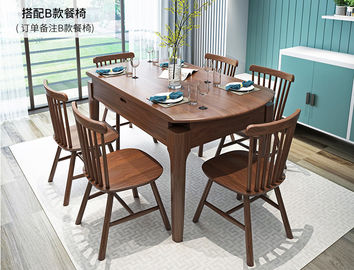 Tabela retangular feita sob encomenda da madeira maciça, mesa de jantar telescópica com cadeiras