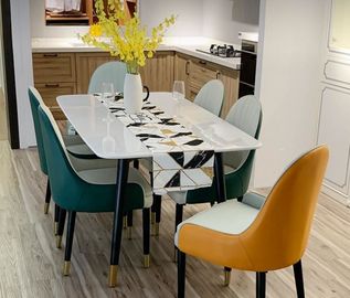 Mobília luxuosa moderna da mesa de jantar superior de mármore com pés de aço inoxidável