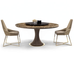 Mesa de jantar moderna do círculo superior do mármore da mobília do pátio do restaurante com porão do metal