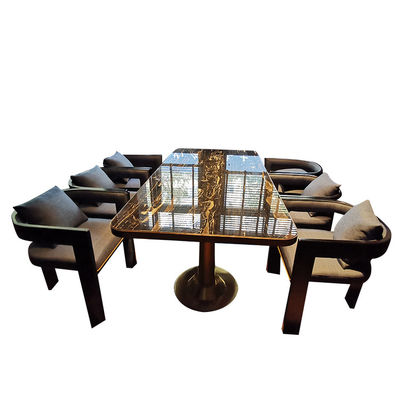 Mobília de mármore do pátio do restaurante, mesa de jantar superior de mármore quadrada retangular